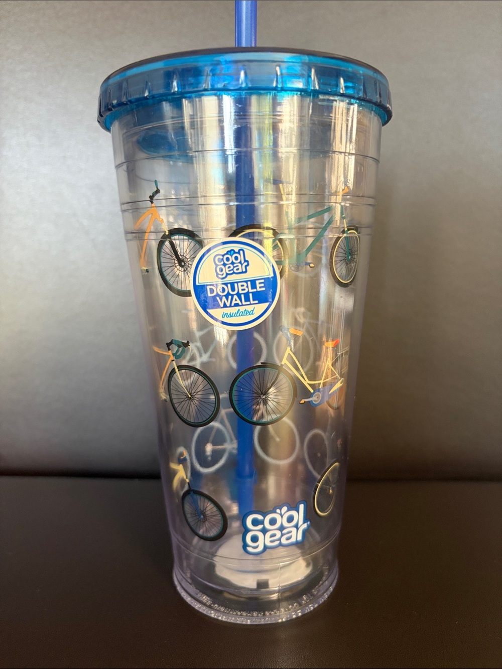 Cool Gear Double Wall Insulated Tumbler Blue Lid & Straw Size 24oz